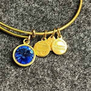 Alex and Ani Swarovski Crystal blue and gold birthstone Bangle Bracelet